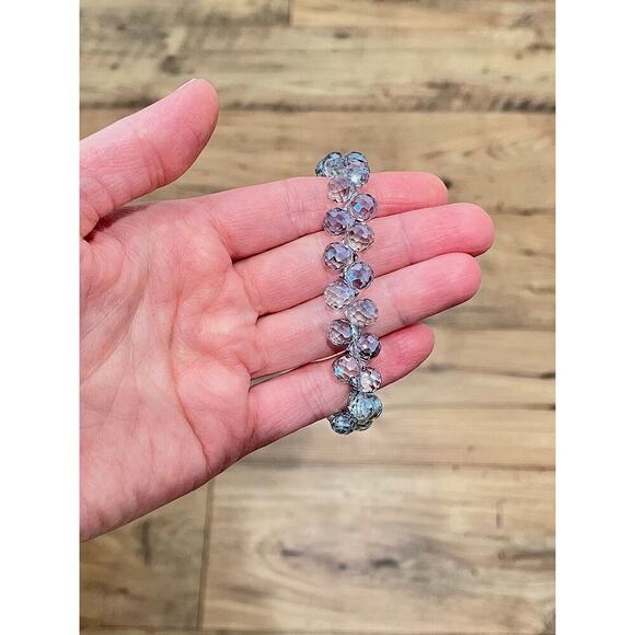 Swarovski Beaded Bracelet- Gray Blue Gold - Picture 7 of 11